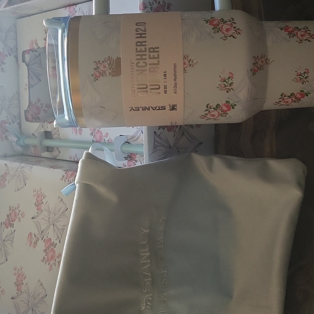 Stanley Love Shack Fancy  Pastel Floral Tumbler with Straw Boxed Dust Cover